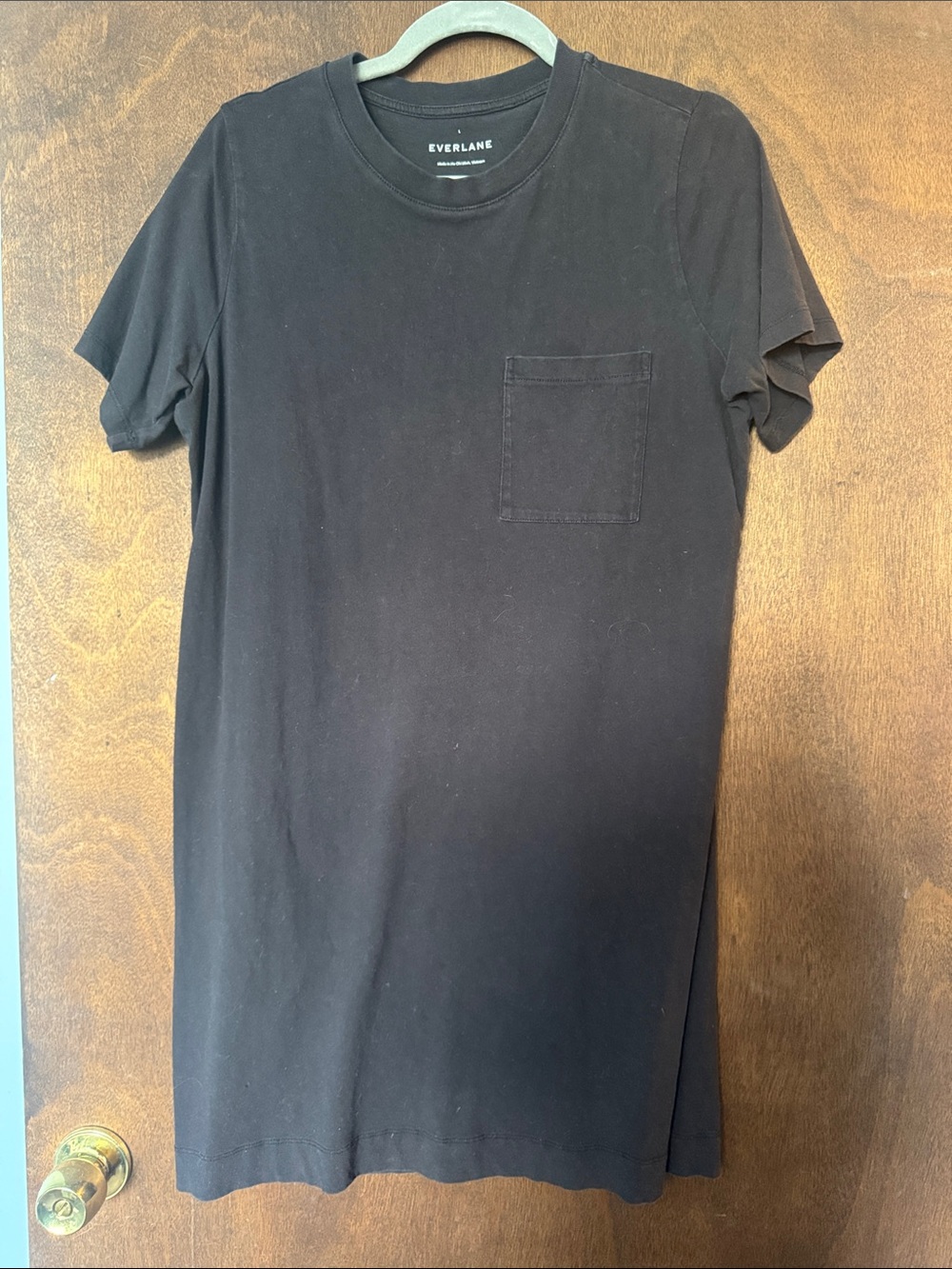 Everlane Black Short Sleeve Pocket Mini Dress
